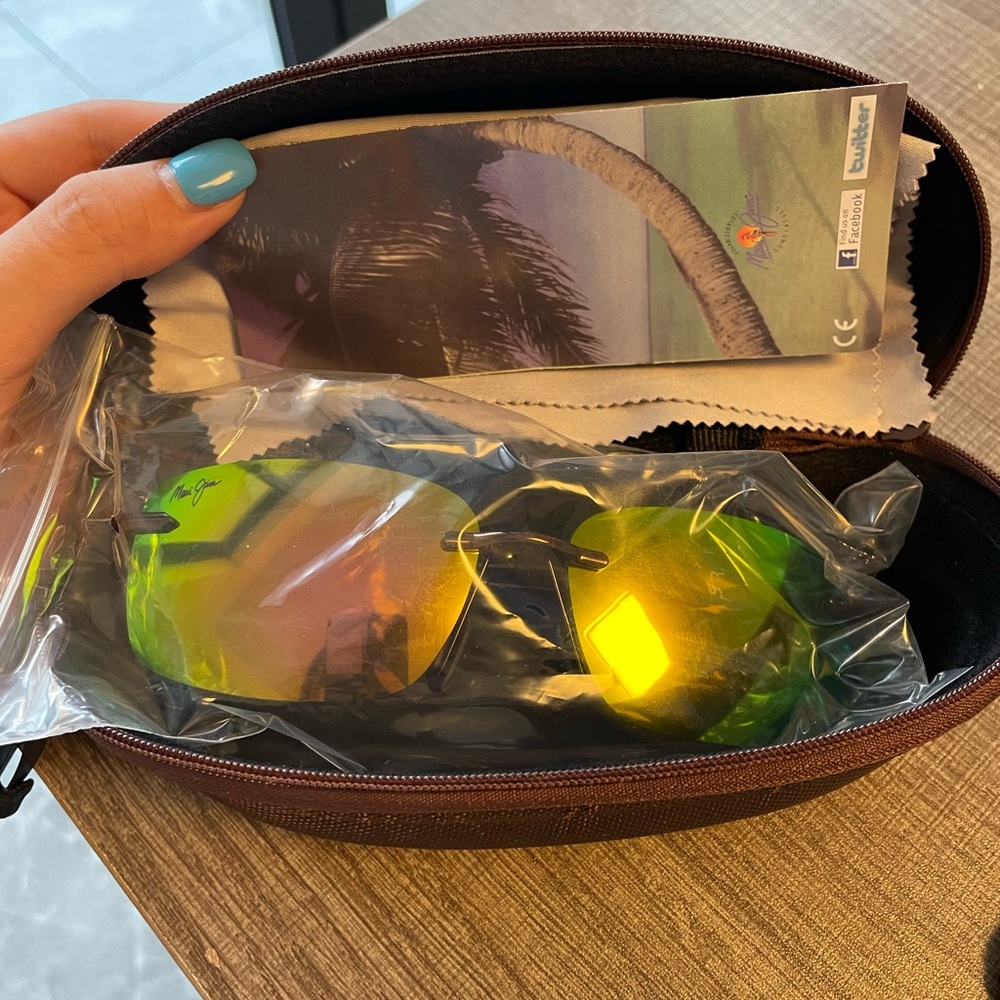 Maui Jim Brown Sunglasses Case with Blue Logo